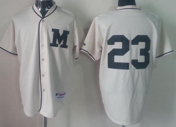 Cheap Milwaukee Brewers 23 Rickie Weeks Cream MLB Jerseys 2013 New Style For Sale