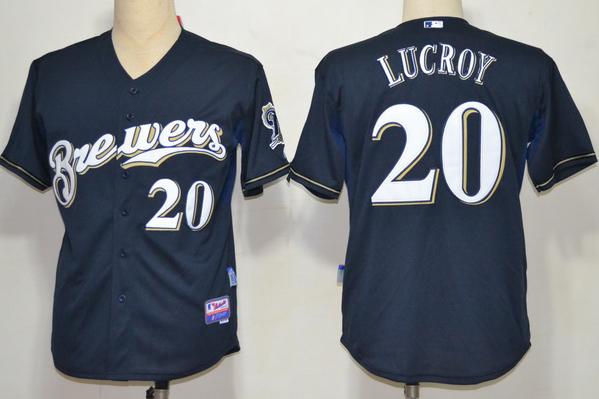 Cheap Milwaukee Brewers 20 Locroy Dark Blue Cool Base MLB Jerseys For Sale