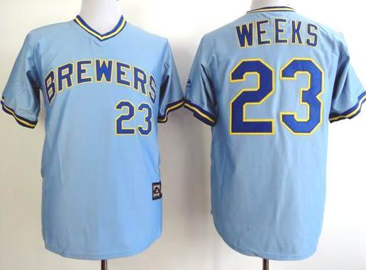 Cheap Milwaukee Brewers 23 Weeks Light Blue Cooperstown Throwback MLB Jerseys For Sale