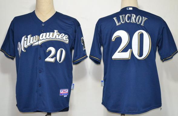 Cheap Milwaukee Brewers 20 Locroy Dark Blue Cool Base MLB Jerseys(M) For Sale