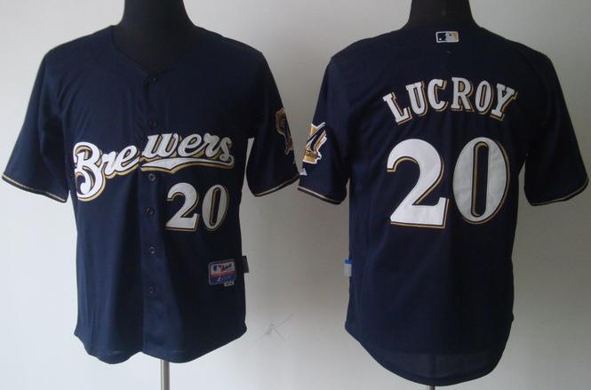 Milwaukee Brewers 20# Lucroy Dark Blue Cool Base MLB Jerseys