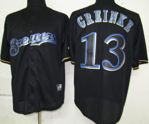 Cheap Milwaukee Brewers 13 Greinke Black Fashion Jerseys For Sale