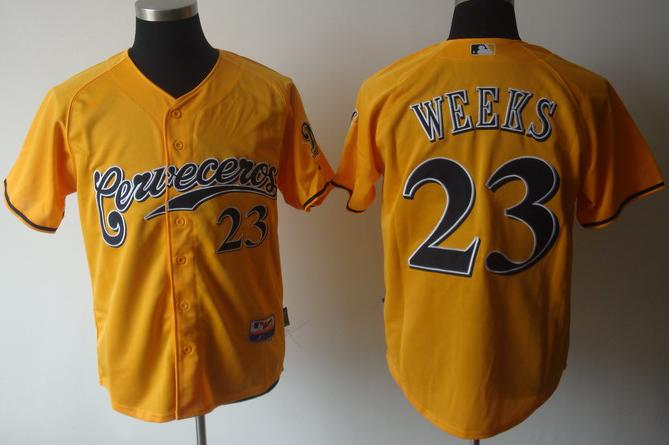 Cheap Milwaukee Brewers 23 Weeks Yellow Cool Base MLB Jerseys For Sale