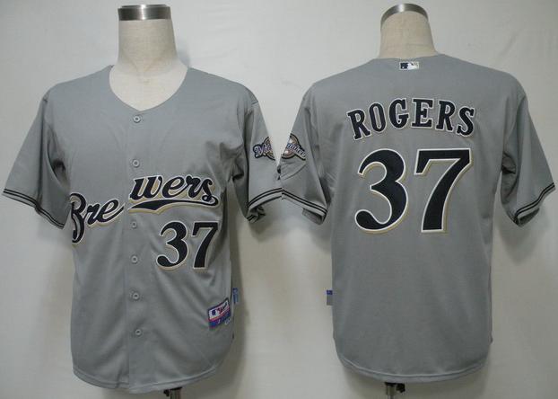 Cheap Milwaukee Brewers 37 Rogers Grey Cool Base MLB Jersey For Sale
