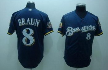 Cheap Milwaukee Brewers 8 Ryan Braun Blue Jerseys With 40th Patch For Sale