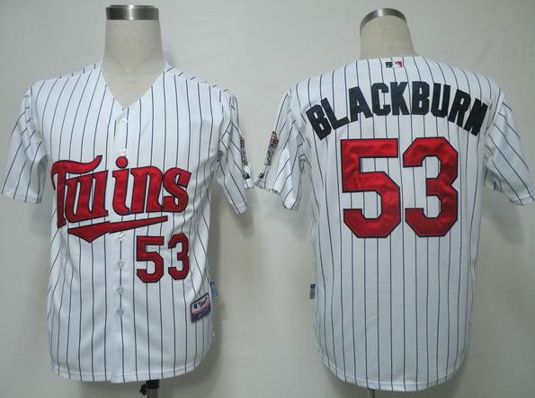 Cheap Minnesota Twins 53 Blackburn White(Blue Strip)Cool Base MLB Jersey For Sale