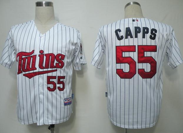 Cheap Minnesota Twins 55 Capps White(Blue Strip)Cool Base MLB Jersey For Sale