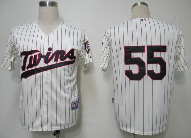 Cheap Minnesota Twins 55 Capps Cream(Blue Strip)Cool Base MLB Jersey For Sale