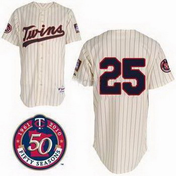 Cheap minnesota twins jerseys 25 thome cream 50TH Patch For Sale