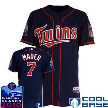 Cheap Minnesota Twins 7 Joe Mauer blue 1 Cool Base w2010 Inaugural Season Patch For Sale