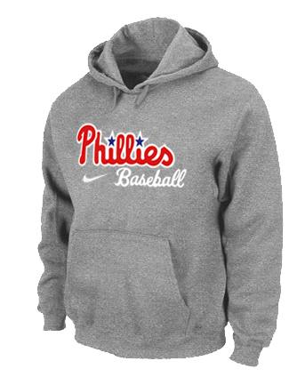 Cheap Philadelphia Phillies Pullover MLB Hoodie Grey For Sale