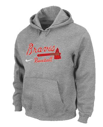 Cheap Atlanta Braves Pullover MLB Hoodie Grey For Sale