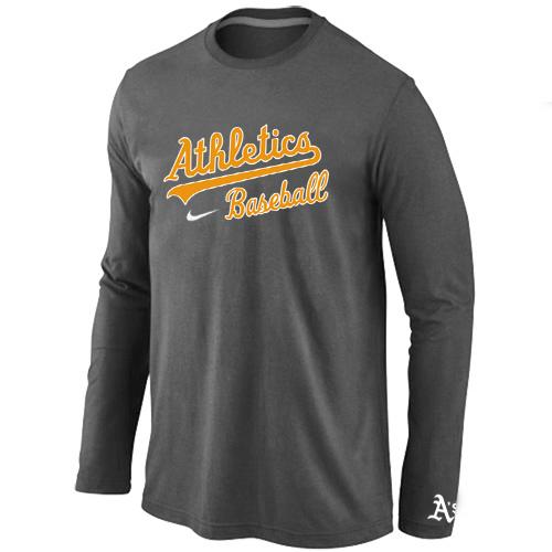 Cheap Nike Oakland Athletics Long Sleeve MLB T-Shirt D.Grey For Sale