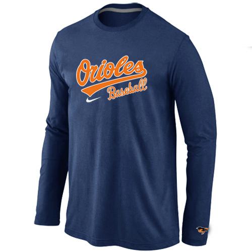 Cheap Nike Baltimore Orioles Long Sleeve MLB T-Shirt D.Blue For Sale