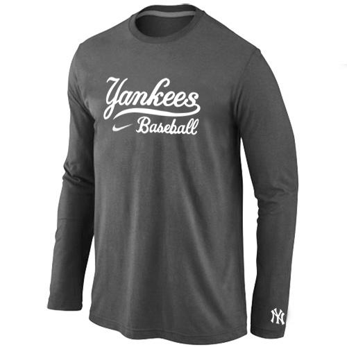 Cheap Nike New York Yankees Long Sleeve MLB T-Shirt D.Grey For Sale