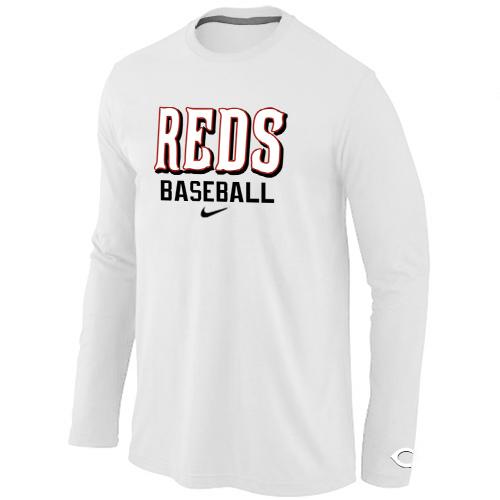 Cheap Nike Cincinnati Reds Long Sleeve MLB T-Shirt White For Sale