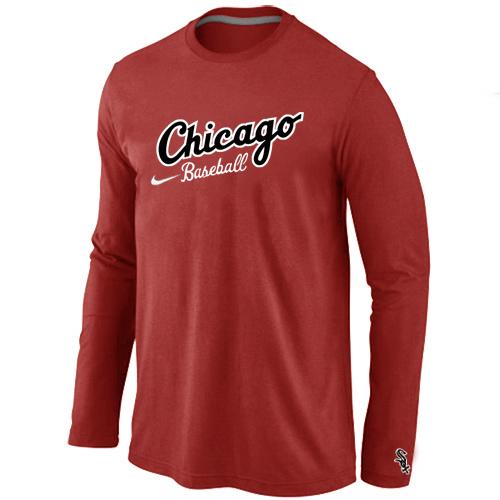 Cheap Nike Chicago White Sox Long Sleeve MLB T-Shirt RED For Sale