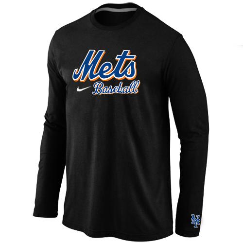 Cheap Nike New York Mets Long Sleeve MLB T-Shirt Black For Sale