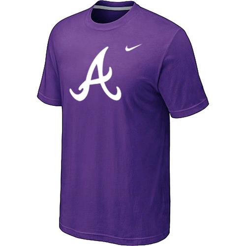 Cheap Atlanta Braves Heathered Nike Purple Blended MLB Baseball T-Shirt For Sale