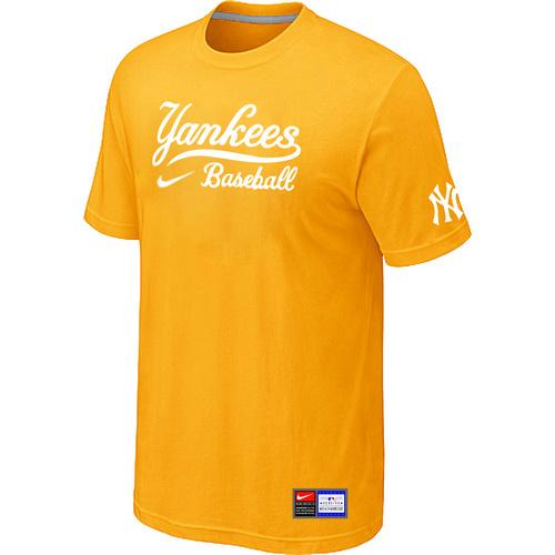 Cheap New York Yankees Yellow Nike Short Sleeve Practice T-Shirt For Sale