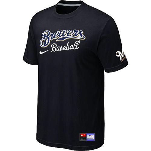 Cheap Milwaukee Brewers Black Nike Short Sleeve Practice T-Shirt For Sale