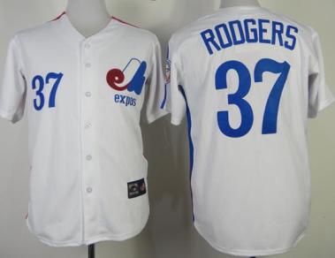 Cheap Montreal Expos 37 Steve Rogers White Throwback Mitchell and Ness MLB Jerseys For Sale