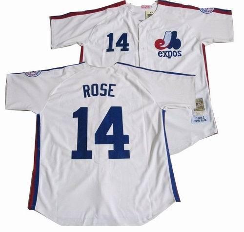 Cheap Montreal Expos 14 Pete Rose White Throwback M&N MLB Jersey For Sale