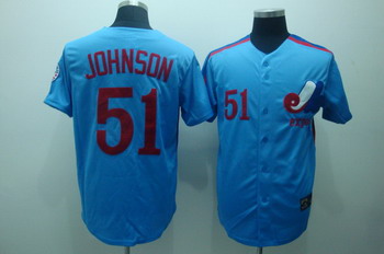 Cheap Montreal Expos 51 Randy Johnson Blue Jerseys Throwback For Sale