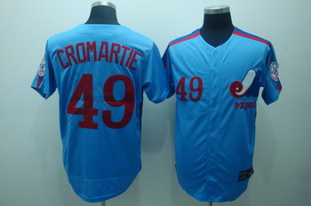 Cheap Montreal Expos 49 Warren Cromartie Blue Jerseys Throwback For Sale