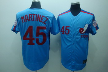 Cheap Montreal Expos 45 Martinez Blue Jerseys Throwback For Sale