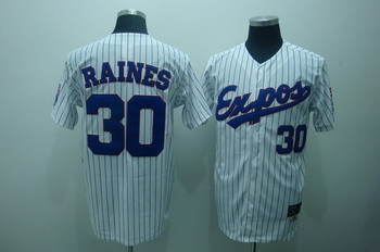 Cheap Montreal Expos 30 Tim Raines White Jerseys Throwback For Sale
