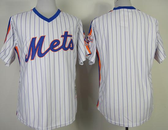 Cheap New York Mets Blank White Blue Strip Throwback MLB Jersey For Sale