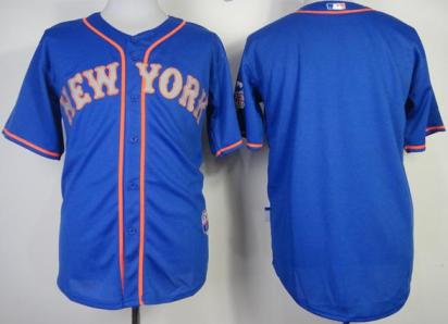 Cheap New York Mets Blank Blue Cool Base MLB Jerseys Grey Number For Sale