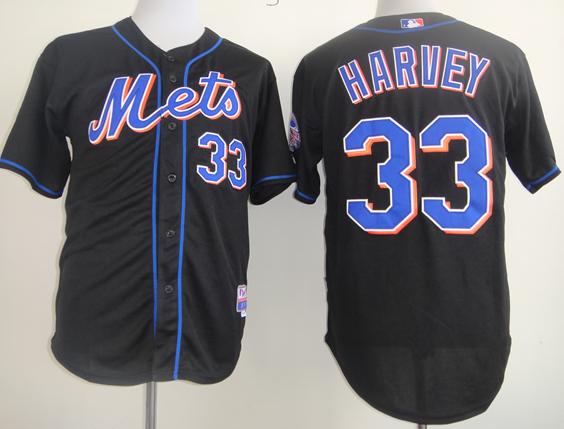 Cheap New York Mets 33 Matt Harvey Black 2013 All-Star Patch Cool Base MLB Jersey For Sale