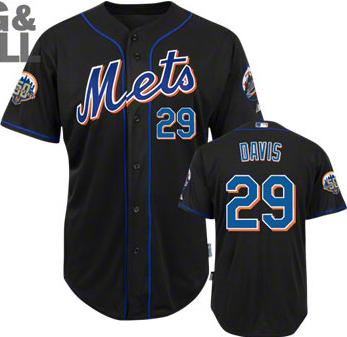 Cheap New York Mets 29# Ike Davis Black Cool Base 50th Anniversary Patch MLB Jerseys For Sale