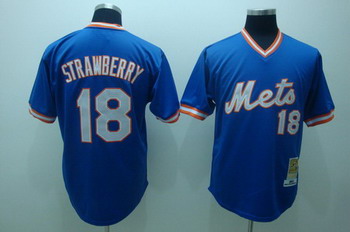 Cheap New York Mets STRAWBERRY 18 blue Mitchellandness For Sale