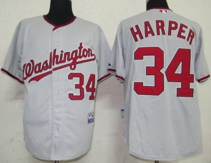 Cheap Washington Nationals 34 Harper Grey MLB Jerseys For Sale