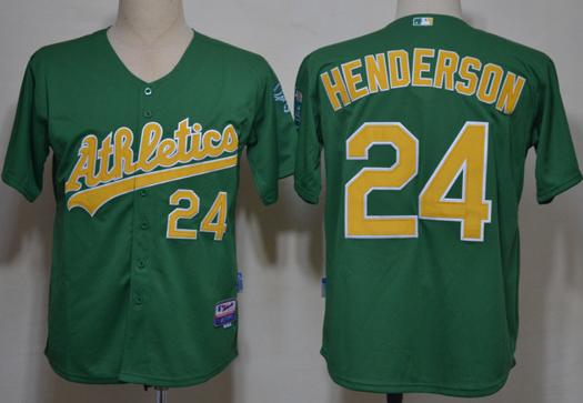 Cheap Oakland Athletics 24 Ricky Henderson Green MLB Jerseys For Sale