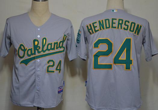 Cheap Oakland Athletics 24 Ricky Henderson Grey MLB Jerseys For Sale