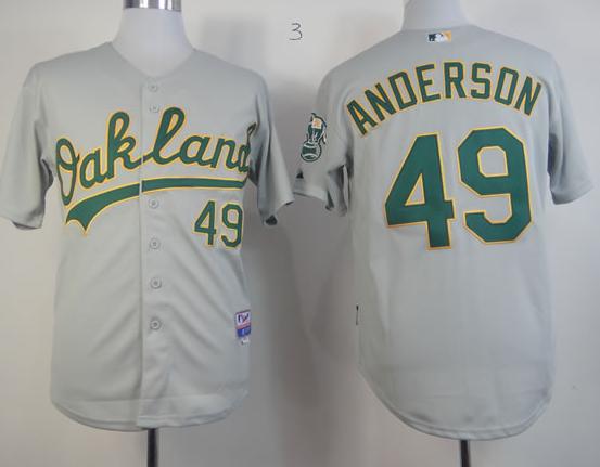 Cheap Oakland Athletics 49 Brett Anderson Grey Cool Base MLB Jerseys For Sale