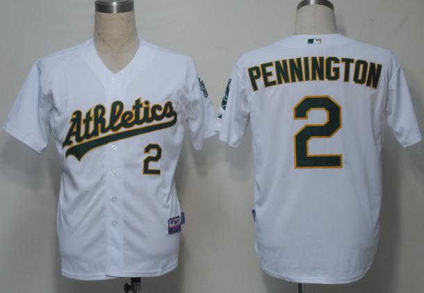 Oakland Athletics 2 Pennington White Cool Base MLB Jerseys