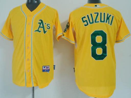 Cheap Oakland Athletics 8 Kurt Suzuki Yellow Cool Base Jersey For Sale