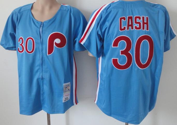 Cheap Philadelphia Phillies 30 Cash Blue Throwback MLB Baseball Jerseys For Sale