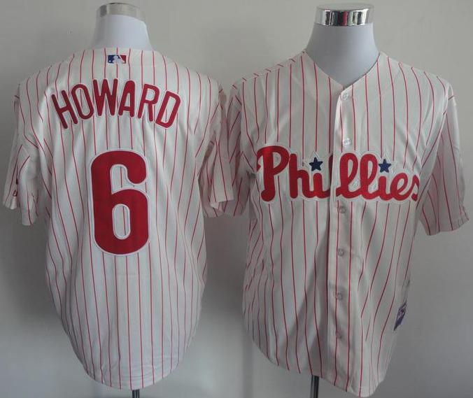 Cheap Philadelphia Phillies 6 Ryan Howard White Red Strip MLB Jerseys For Sale