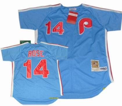 Cheap Philadelphia Phillies 14 Pete Rose Blue Throwback Jersey For Sale