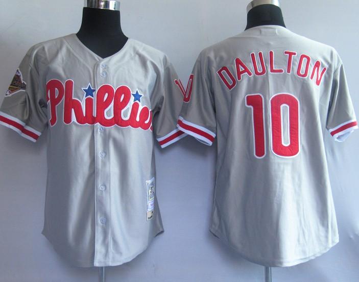Cheap Philadelphia Phillies 10 Daulton Grey Jersey For Sale