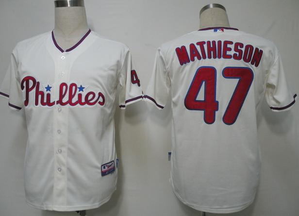 Cheap Philadephia Phillies 47 Mathieson Cream Cool Base MLB Jersey For Sale