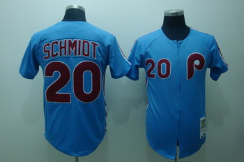 Cheap Philadelphia Phillies 20 Mike Schmidt Blue Jerseys Throwback For Sale