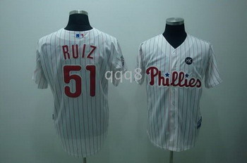 Cheap Philadelphia Phillies 51 Ruiz 2009 world series HK PATCH WHITE RED STRIP JERSEY For Sale