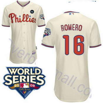 Cheap Philadelphia Phillies 16 J.C Romero Stitched cream jerseys For Sale